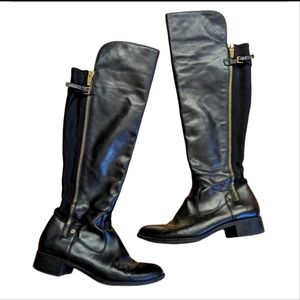 Calvin Klein Gladys Black Leather Over The Knee Boots